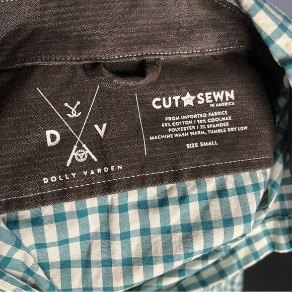 Dolly Varden Button Up Fishing Shirt Women Sz S Long Sleeve Green Check - Picture 2 of 6